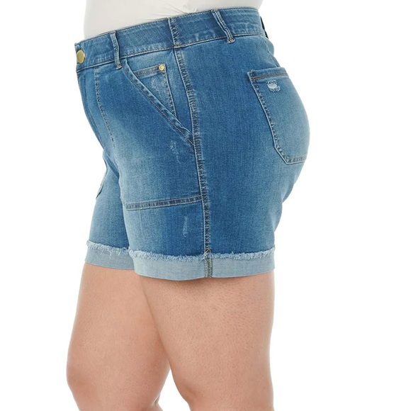 Democracy Ab"solution® High Rise Vintage Blue Denim Plus Shorts. - Picture 3 of 12